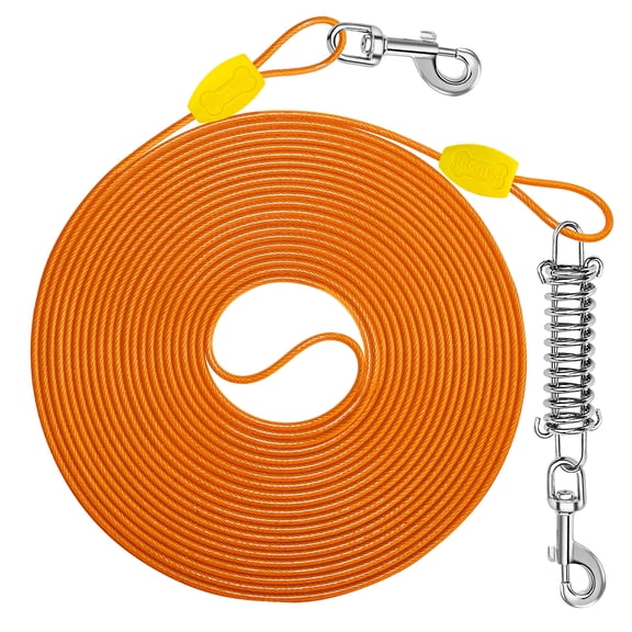 Petbobi 40ft Dog Tie Out Cable, Dog Runner Leash for Yard Chewing Proof PVC Coating Steel Wire Rope for Large Dogs up to 120LBS