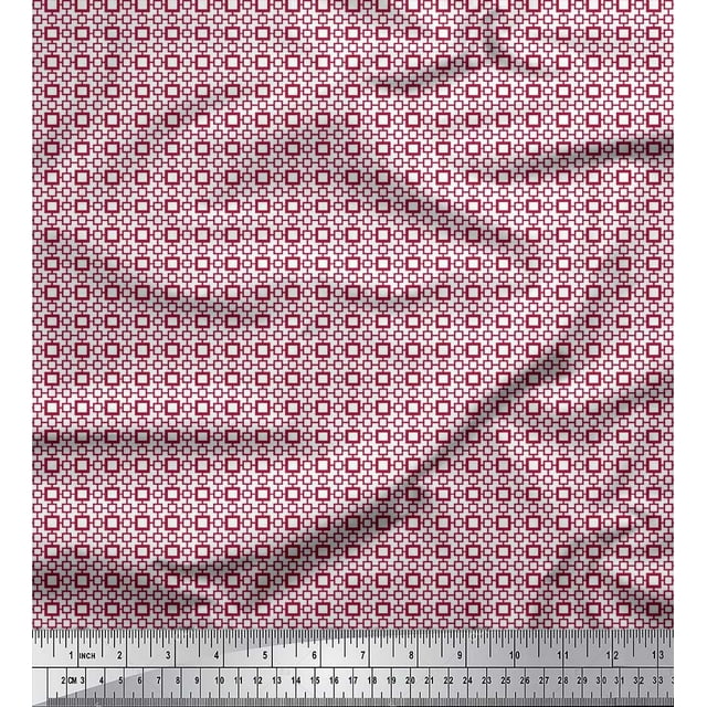 Soimoi Crepe Silk Fabric Geometric Small Fabric Prints by Yard 42 Inch Wide