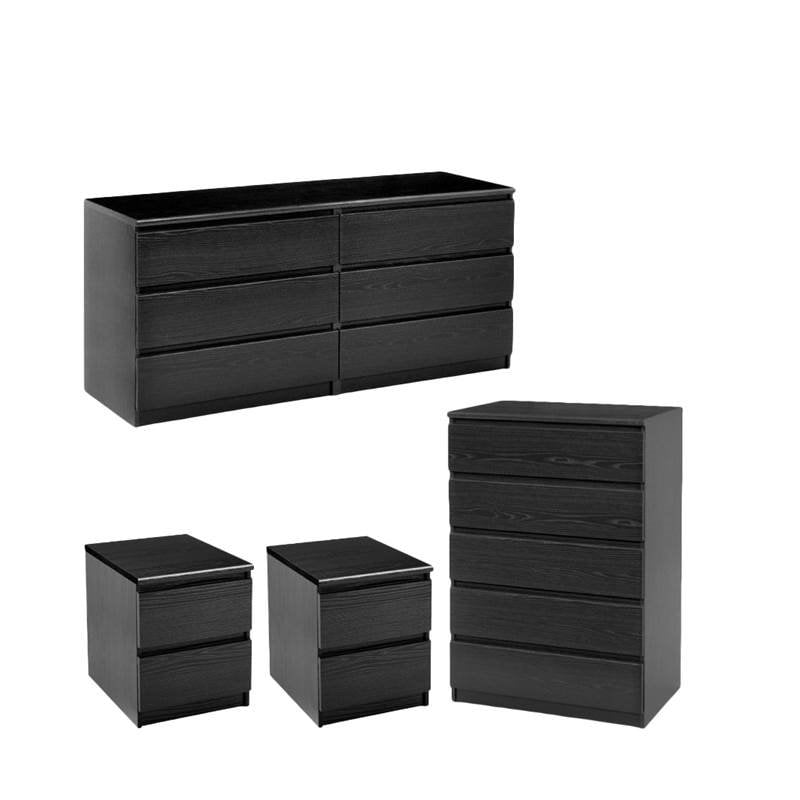4 Piece Set With 6 Drawer Dresser 5 Drawer Chest And Two