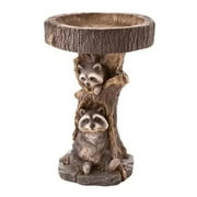 Bird Bath Feeders Bowl Garden Ornament Polyresin Handmade Decoration Outdoor-Raccoon-