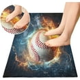 thumbnail image 4 of GZHJMY Ice Fire Baseball Kitchen Mat Soft and Absorbent Bath Mats for Bathroom Non Slip Quick Dry Shaggy Bath Carpet Machine Wash for Kitchen Bathroom Shower Home Decor 39x20 in, 4 of 7
