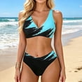 thumbnail image 2 of JoveMarine Swimsuit for Women Printed Two Piece Bikini Set with Padded Cups Wireless Flattering Push Up for Summer,Black L, 2 of 8