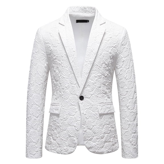 Mens Coats and Jackets Jerdar Men's Fashionable Solid Color Long Sleeved Lapel Double Button Business Slim Suit Jacket