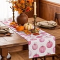 thumbnail image 6 of Fall Thanksgiving Table Runner - 72 Inch Long Pink Pumpkin Autumn Rustic Boho Cotton and Linen Blended Dress Scarves Farmhouse Table Runner for Kitchen Dining, Coffee Table, 13" x 72", 6 of 8