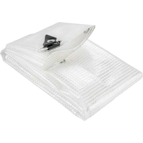 Clear Greenhouse Heavy Duty tarp 14 Mil Clear Waterproof Cover 10 Year UV Resistant Poly Tarp with Grommets (9 X 12 FT)