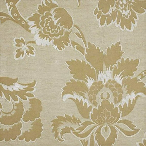 Fabric Robert Allen Beacon Hill Royal Leaf Champagne Linen Floral Drapery HH20