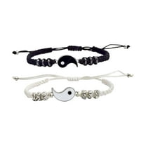 YUEHAO Bracelets Friend Bracelets 2 Matching Yin And Yangs Adjustable Rope Bracelets For Friendship Relationship Boyfriend Girlfriend Valentine's Day Gift