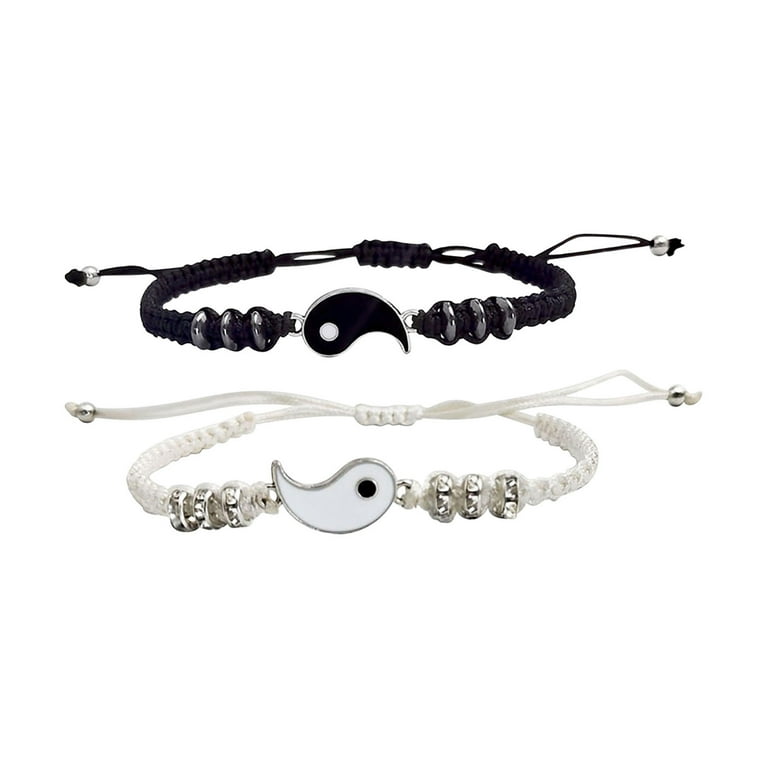 Friend Bracelets 2 Matching Yin And Yangs Adjustable Rope Bracelets For Friendship Relationship Boyfriend Girlfriend Valentine s Day Gift Accessories