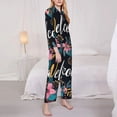 thumbnail image 3 of Lsque Floral Welcome Sign Pattern Long Sleeve Pajama Set for Women - Soft 2-Piece Sleepwear and Loungewear Set with Pockets, Comfy Nightwear-Medium, 3 of 7