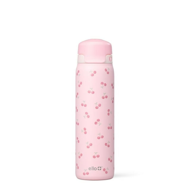 Ello Flip & Fill 22oz Stainless Steel Water Bottle - Cherries