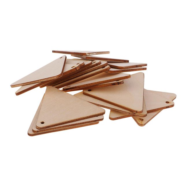 Triangle Unfinished Wood Pieces with Hole Tag Crafts 20 Pieces 60mm
