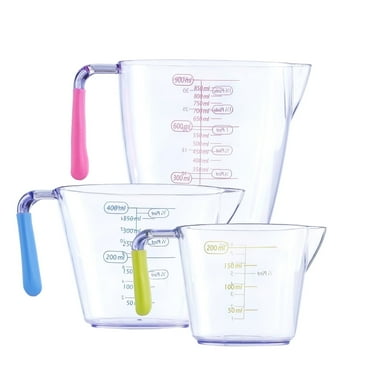 Lumikrypt 3 Piece Plastic Measuring Cups Set, BPA Free Liquid Measuring Beakers for Baking Cooking with Handle & Spout, Easy Read and Wash