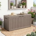 thumbnail image 3 of MINDYES 90 Gallon Outdoor Deck Box, Patio Storage Box with Gas Strut for Cushions, Holiday Decor & Garden Tools, Beige, 3 of 8