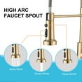 thumbnail image 3 of High Arc Spring Kitchen Sink Faucet with Pull Down Sprayer and Deck Plate Brushed Gold, 3 of 7