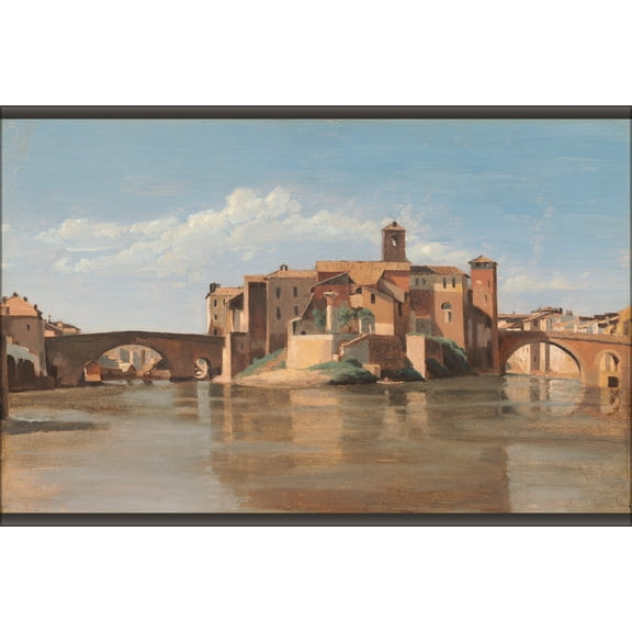 24"x36" Gallery Poster, Jean Baptiste Camille Corot L'ile et le pont de San Bartolomeo, Rome 1825 28
