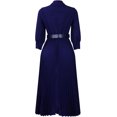 thumbnail image 5 of Women's V-Neck Waisted Pleated Seven-Part Sleeve Solid Color Belted Dress, 5 of 11