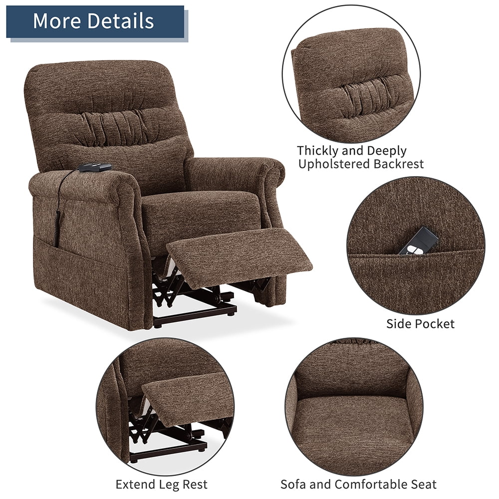 Kepooman Soft Fabric Upholstery Power Lift Recliner Chair with Remote, Brown Kepooman Soft Fabric Upholstery Power Lift Recliner Chair with Remote, Brown