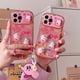 thumbnail image 2 of Fundas de teléfono con adornos de muñeca para iPhone, cubierta transparente, espejo de maquillaje, 3D, kawaii, Kirbys, rosa, 14, 13, 12, 11 Pro Max, XR Plus Fivean unisex, 2 of 2