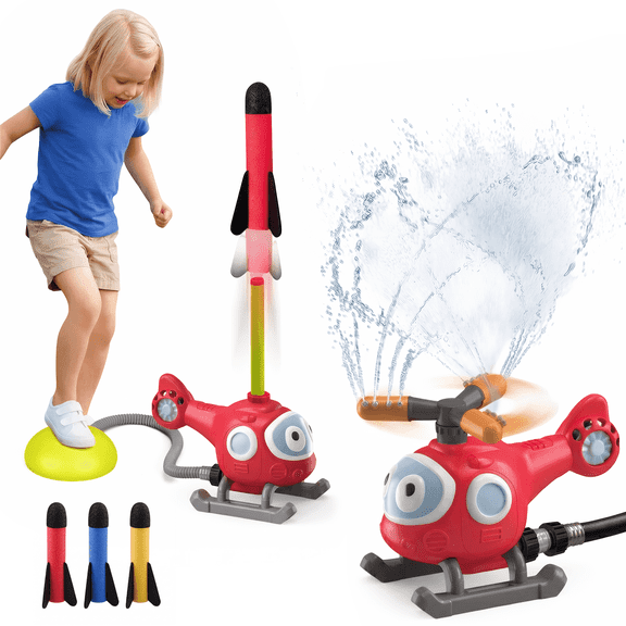 Flynow 2 in 1 Airplane Outdoor Water Spray Toys ,Water Sprinkler Summer Toy Rocket Launcher Set for Kids Ages 3-12, for Lawn Backyard Garden, Gift for Toddler Boy Girl 3 4 5 6 7 8 9 10 Years Old