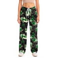 thumbnail image 5 of Halloween Pajamas Pants for Women Ladies Drawstring Pumpkins Ghost Pajama Cute Soft Long Wide Leg Pj Pants Green 3XL, 5 of 7