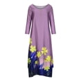thumbnail image 4 of Up to 60% Off! pstuiky Sun Dresses for Women , Maxi Dress with Pockets Women Floral Printed V-Neck Long Sleeve Long Dresses Trendy Summer Boho Beach Sun Dress Leisure Dress on Sale Purple S, 4 of 7