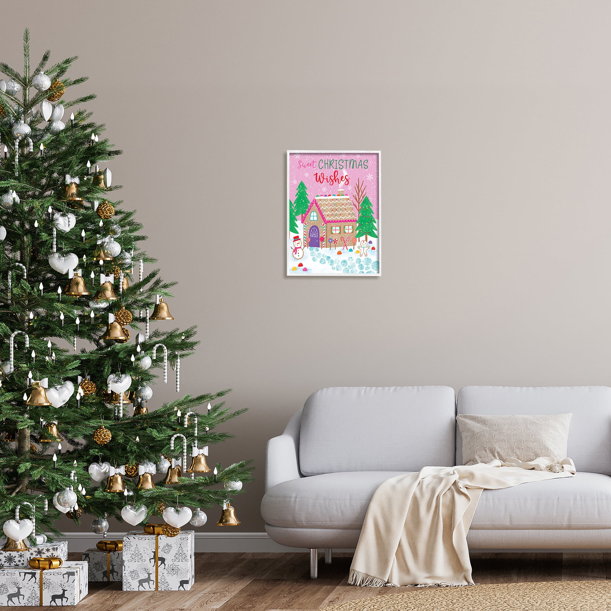 Sweet Christmas Wishes Quirky Candy Gingerbread House Inspirational Graphic Art Framed Art Print Wall Art