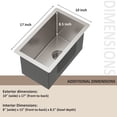 thumbnail image 2 of Stainless Steel Bar Sink, Handcrafted Undercounter Kitchen Sink, Commercial Grade Brushed Finish, 10*17Inches, 2 of 5