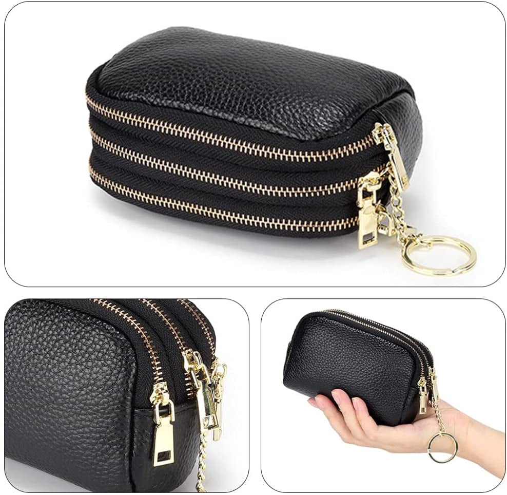 Coin Purse Leather Coin Pouch Mini Change Purse Zipper Bag Women