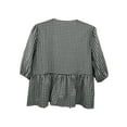 thumbnail image 6 of ZAXARRA Women Bow Tie Front Shirt Top Cute Ruffle Hem Babydoll Blouse Tops Puff Sleeve Tops, 6 of 6