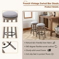 thumbnail image 6 of Dayalane Farmhouse 360° Swivel Bar Stools Set of 2, 25.6" Counter Height Round Linen Barstools with Wood Legs and Footrest, Backless Kitchen Island Chairs for Dining Room, Pub, Coffee Bar,Grey, 6 of 8