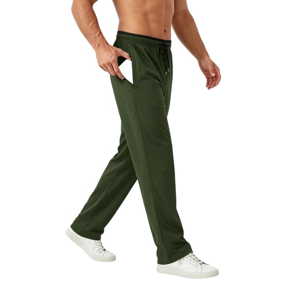 Men's Ice Silk Quick Dry Running Pants with Pockets, Breathable Lightweight Athletic Trousers, Elastic Waist Casual Sweatpants, Comfy Sportswear for Gym and Outdoor Activities