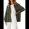 thumbnail image 3 of Chaqueta Informal de Otoño para Mujer, de Larga, con Botones, Holgada y Ligera, con Bolsillos. Verde S, 3 of 6
