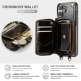 thumbnail image 6 of Elehold PU Leather Zipper Pocket Wallet Case for iPhone 16 Plus RFID Blocking Card Holders Large Capacity Anti-Scratch Detachable Handstrap Shockproof Case, Coffee, 6 of 8