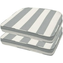 YEXJ Outdoor Set of 2 Seat Pads, 21 x 18.5, Cabana Stripe Stone Grey Rounded Chair Cushions for Patio Furniture