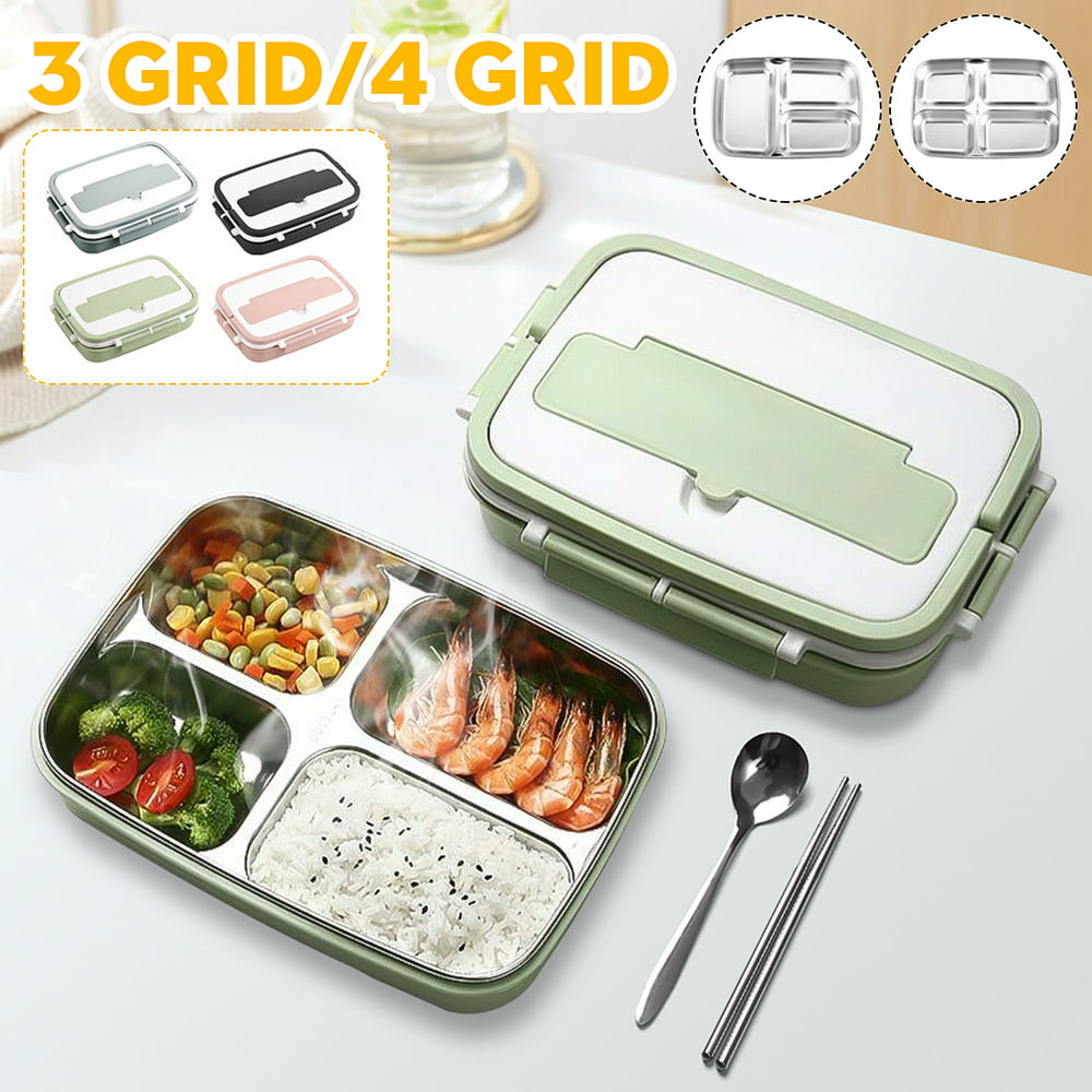 3/4Grid Stainless Steel Thermos Lunch Box Insulated Bento Bag Portable Food Container Picnic