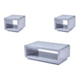 thumbnail image 1 of Contemporary 3pc Wood Coffee Table Set in Glossy Light Gray, 1 of 2