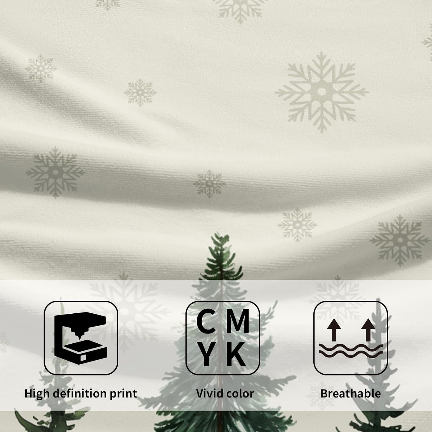 Winter Trees Hand Towels Set of 2, 28x14 Inch Nature Snow Pine Tree Xmas Beige Absorbent Microfiber Fingertip Towel Wash Cloths for Bath Kitchen Yoga Spa Face Hair