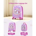 thumbnail image 2 of VEVOR Ensemble de Bagages pour Enfants, 2 Pcs, Valise Rigide à Roulettes de 18 Pouces avec Sac à Dos à Coque Rigide, Ensemble de Bagages Cabine pour Enfants Licorne, 2 of 9