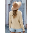 thumbnail image 4 of Women's Apricot Deep V-neck Long Sleeve Knit Sweater, 4 of 9