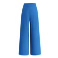 thumbnail image 1 of Pantalones de pierna ancha BTFBM para mujer, elásticos, cintura alta, color azul Palazzo, 1 of 9