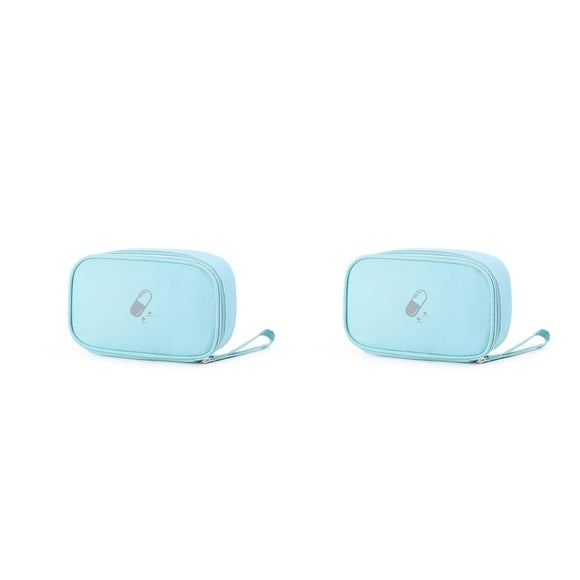 bedienty Medical Kit Household Indoor Emergency First Aid Box Storage Bag Travel Children Student Accessories Car Blue Small Size 2Set