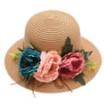 thumbnail image 1 of Foldable Fashion Women's Solid Colored Flower Bonnet Girls Beach Straw Hat, 1 of 1