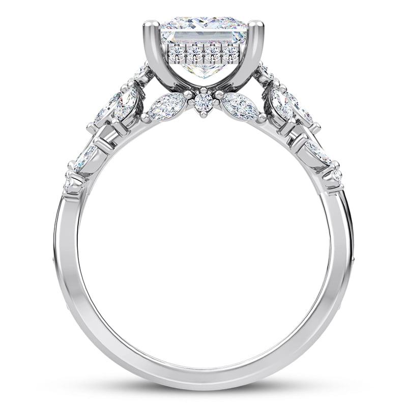 Oryn Jewel 1.6 Ct Princess Cut Lab Created Diamond Solitaire Ring for Women - Butterfly and Bee Vine Twist Design Engagement Ring in 14K White Gold Over - Wedding or Engagement Ring for Women