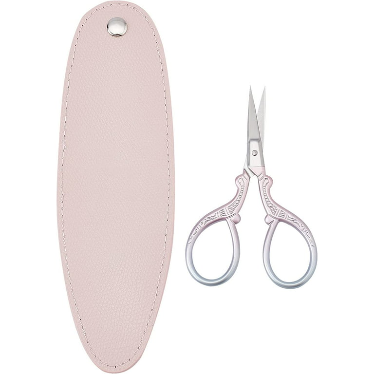 5 inch Vintage Stainless Steel Knitting Scissors Sharp Tip Sewing Scissors with Cover Leather Sheath, Size: 12.85x5.2x0.55cm