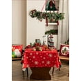 thumbnail image 4 of Fennco Styles Santa and Snowflake Christmas Tablecloth 56" X 72" - Red Festive Table Cover for Winter Holidays, Home Décor, Family Gatherings, and Special Occasions, 4 of 6
