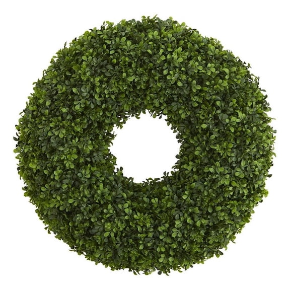 Nearly Natural Floral Plastic Wreath, 28" (Green)