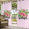 thumbnail image 3 of Summer Hibiscus Flower Outdoor Curtains for Patio, Pink Stripes Tropical Plant Sunshade Privacy Drapes Grommet Waterproof Outside Curtains for Porch/Cabana/Balcony 54"x 84", 1 Panel, 3 of 9