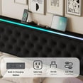 thumbnail image 4 of LED King Size Bed Frame with Storage and Headboard,King Bed Frame with 4 Storage Drawers and LED Lights,Velvet Upholstered Bed King Size with Charging Station,No Box Spring Needed,Black, 4 of 10