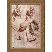Study of a child 19x24 Gold Ornate Wood Framed Canvas Art by Da Vinci, Leonardo