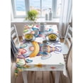 thumbnail image 3 of Easter Gnomes Bunnies Rectangle Tablecloth, Spring Easter Eggs Floral Leaves Waterproof & StainResistant Tablecloth, Washable Oil-proof Table Cover for Dining/Party/Wedding/Camping/Buffet 52x70 In, 3 of 9